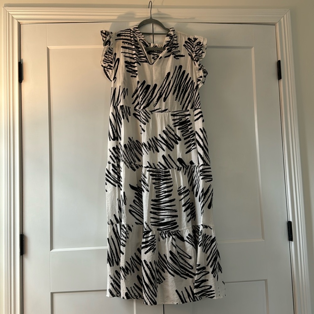 THML Black and White Maxi Dress